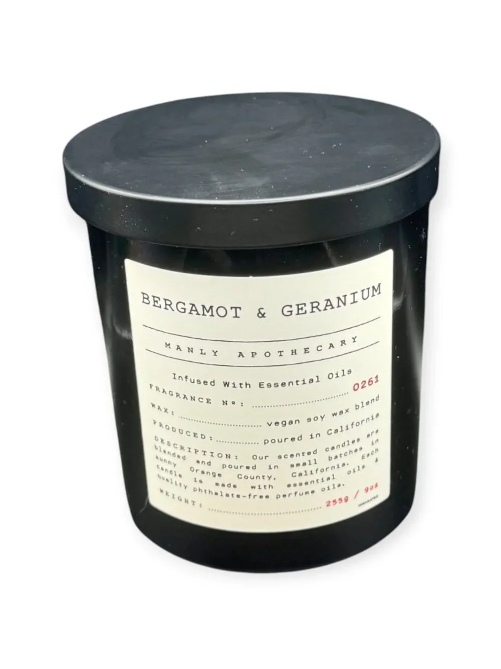 Leoben Co Bergamot & Geranium Vegan Soy Wax Scented Candle, 9 Oz